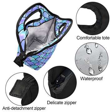 Naanle Mermaid Scale Insulated Lunch Bag for All