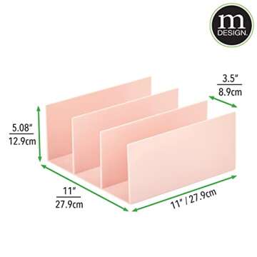 mDesign Plastic Purse/Handbag Organizer - Closet Divided Storage for Bags, Clutches, Wallets, Wristlets - Space-Saving Bedroom and Cabinet Organization - Lumiere Collection - Blush/Light Pink