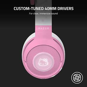 Razer Kraken BT Headset: Bluetooth 5.0-40ms Low Latency Connection - Custom-Tuned 40mm Drivers - Beamforming Microphone - Powered by Razer Chroma - Hello Kitty & Friends Edition