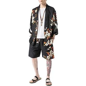 Stylish PRIJOUHE Japanese Kimono for Men - Lightweight Summer Wear