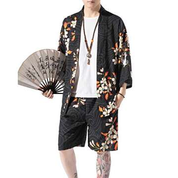 Stylish PRIJOUHE Japanese Kimono for Men - Lightweight Summer Wear