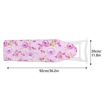 Erhigher Ironing Board, Exquisite Pattern Foldable Long Lasting Height Adjustable Smooth Edge Good Load-Bearing Folding Ironing Board Compact Ironing Board for Home Laundry Room or Dorm Use Purple