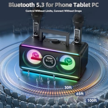 SDRD SD-216 Karaoke Machine - 80W Sound, 2 Mics, LED Lights