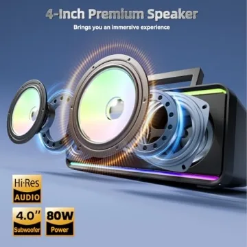 SDRD SD-216 Karaoke Machine - 80W Sound, 2 Mics, LED Lights