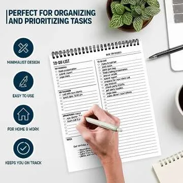 To Do List Notepad 8.5x11" - Has Multiple Functional Sections - Large Size, 52 Sheets - Spiral Daily...