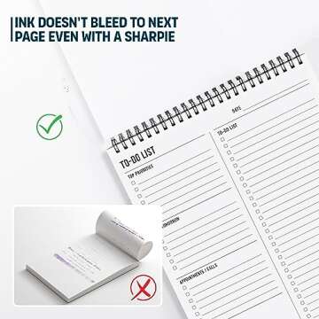 To Do List Notepad 8.5x11" - Has Multiple Functional Sections - Large Size, 52 Sheets - Spiral Daily Planner Notebook - Task Checklist Organizer Agenda Pad for Work, Note and Todo Organization