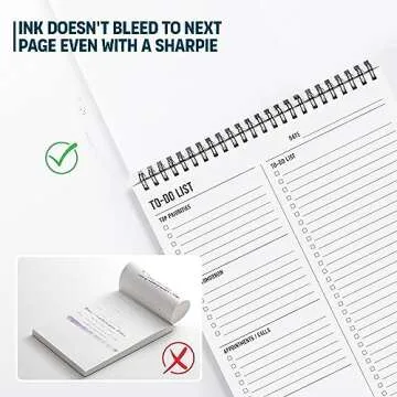 To Do List Notepad 8.5x11" - Has Multiple Functional Sections - Large Size, 52 Sheets - Spiral Daily Planner Notebook - Task Checklist Organizer Agenda Pad for Work, Note and Todo Organization