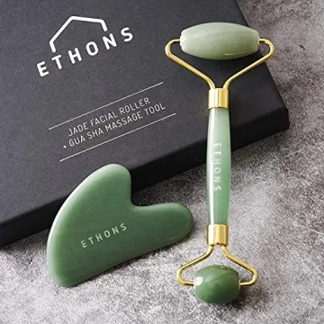 ETHONS Jade Roller & Gua Sha Set - 2 in 1 Skin Rejuvenation Tools