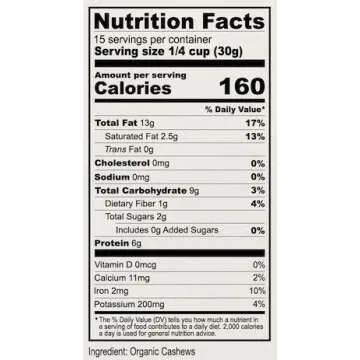 Anthony's Organic Whole Cashews, 1 lb, Raw, Unsalted & Gluten Free