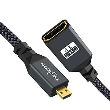 Twozoh Micro HDMI to HDMI Adapter Cable, Nylon Braided Micro HDMI Male to HDMI Female Cable (Type D ...