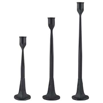 MDLUU Cast Iron Candlesticks, Tall Taper Candle Holders, Decorative Candle Stand for Mantle, Living Room, Dining Room, Set of 3
