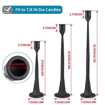 MDLUU Cast Iron Candlesticks, Tall Taper Candle Holders, Decorative Candle Stand for Mantle, Living Room, Dining Room, Set of 3