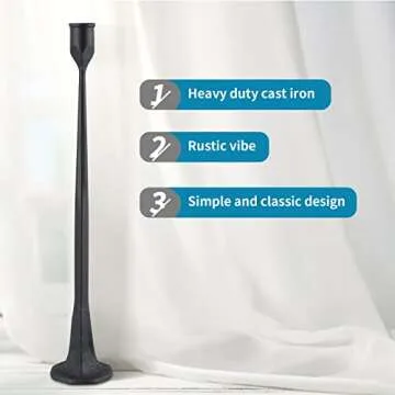 MDLUU Rustic Cast Iron Tall Candlesticks for Home Decor