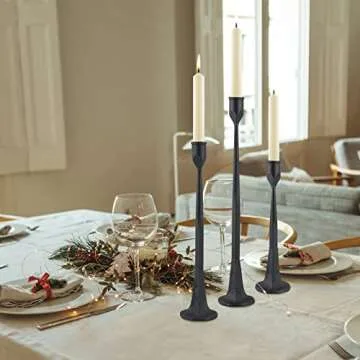 MDLUU Rustic Cast Iron Tall Candlesticks for Home Decor