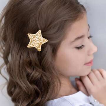 8PCS 4th of July Hair Clips, Star Hair Clips Glitter American Flag Patriotic Independence Day Hair Accessories for Women Girls Red Blue Silver Star Hair Barrettes