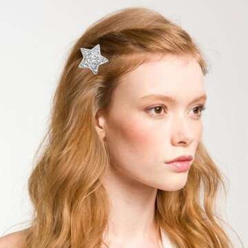 8PCS 4th of July Hair Clips, Star Hair Clips Glitter American Flag Patriotic Independence Day Hair Accessories for Women Girls Red Blue Silver Star Hair Barrettes