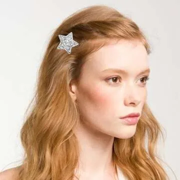 8PCS 4th of July Hair Clips, Star Hair Clips Glitter American Flag Patriotic Independence Day Hair Accessories for Women Girls Red Blue Silver Star Hair Barrettes