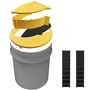 Mouse Trap Bucket, Flip and Slide Bucket Lid Mouse Trap, Humane or Lethal, Trap Door Style, Multi Catch, Auto Reset, Indoor Outdoor, No See Kill, 5 Gallon Bucket Compatible (Yellow)