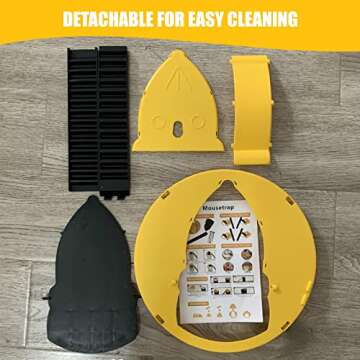 Mouse Trap Bucket, Flip and Slide Bucket Lid Mouse Trap, Humane or Lethal, Trap Door Style, Multi Catch, Auto Reset, Indoor Outdoor, No See Kill, 5 Gallon Bucket Compatible (Yellow)