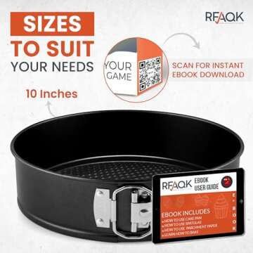 RFAQK 10 Inch Nonstick Springform Pan with Removable Bottom - LeakProof Cheesecake Pans with 30PCs P...