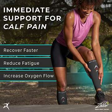 Rymora Calf Compression Sleeves Men Women Shin Splints Running (Pair Gray) (M)