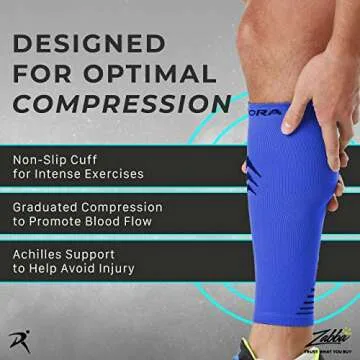 Rymora Calf Compression Sleeves Men Women Shin Splints Running (Pair Gray) (M)