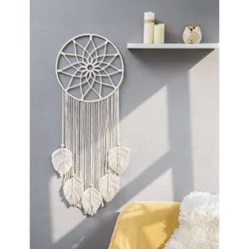 Mkono Large Dream Catcher Macrame Boho Wall Hanging Decor Woven Feather Tassels Dreamcatcher Decorat...