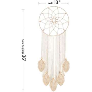 Mkono Large Dream Catcher Macrame Boho Wall Hanging Decor Woven Feather Tassels Dreamcatcher Decoration for Teen Girl Room Nursery Bedroom Dorm Chic Gift, 36" L x 13" W