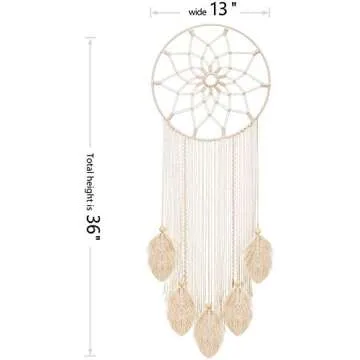 Mkono Large Dream Catcher Macrame Boho Wall Hanging Decor Woven Feather Tassels Dreamcatcher Decoration for Teen Girl Room Nursery Bedroom Dorm Chic Gift, 36" L x 13" W