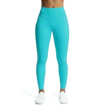 Aoxjox High Waisted Workout Leggings for Women - Trinity Yoga Pants in Cascade Blue