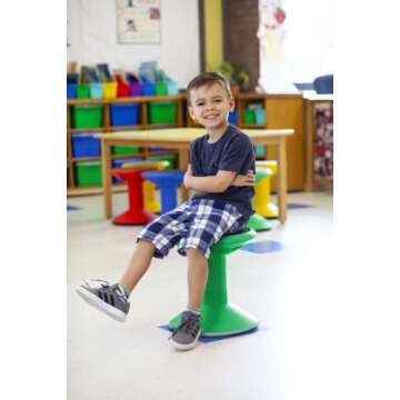 Storex Wiggle Stool – Active Flexible Seating for Classroom and Home Study, Adjustable 12-18 Inch ...