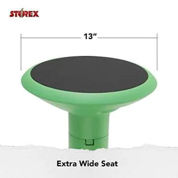 Storex Wiggle Stool – Active Flexible Seating for Classroom and Home Study, Adjustable 12-18 Inch Height, Green (00304U01C)