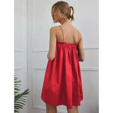 OYOANGLE Women's Ruffle A Line Cami Short Dress