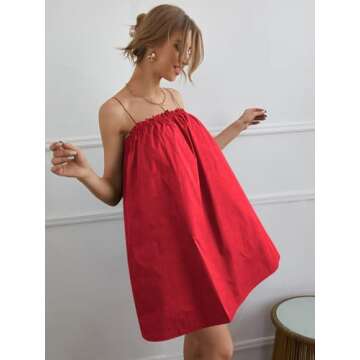 OYOANGLE Women's Ruffle A Line Cami Short Dress