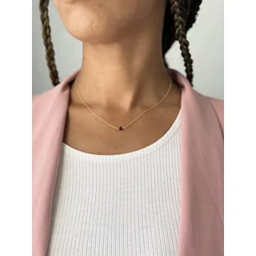 Handmade Silver Choker Necklace with Garnet Gemstone 18 Inch