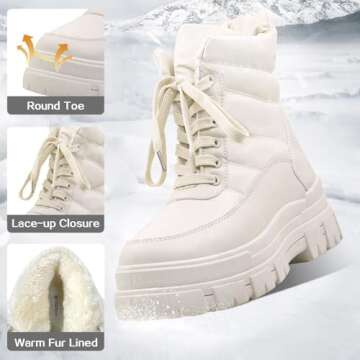 Viapipa Womens Winter Snow Boots Waterproof Mid Calf Boots Outdoor Warm Fur Lined Anti Slip Zipper C...