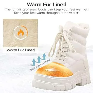 Viapipa Womens Winter Snow Boots Waterproof Mid Calf Boots Outdoor Warm Fur Lined Anti Slip Zipper Comfortable Boot for Women