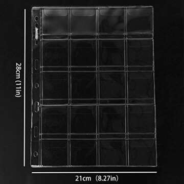200 Pockets Coin Binders Pages - 1.77 inch Holders 10 pcs Loose-Leaf Sheets Acid-Free Collection Holders for Medallion Coin Stamp Currency Collecting Supplies 45x45 mm / 1.77x1.77 inch CS03220