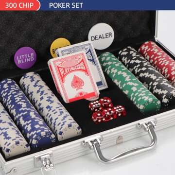 LUOBAO Premium 300Pcs Poker Chips Set with Aluminum Case & Accessories for All Games
