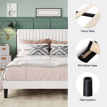 Elegant Velvet Queen Bed Frame - Allewie Platform Design