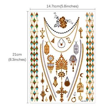 Metallic Temporary Tattoos Waterproof 75+ Designs for All Ages