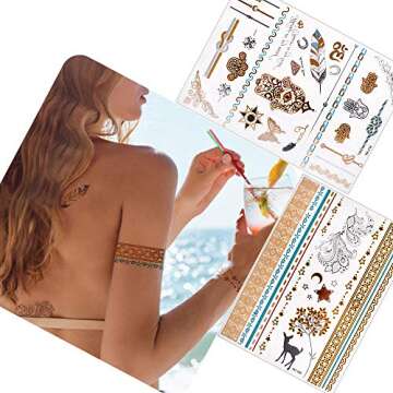 Metallic Temporary Tattoos Waterproof 75+ Designs for All Ages