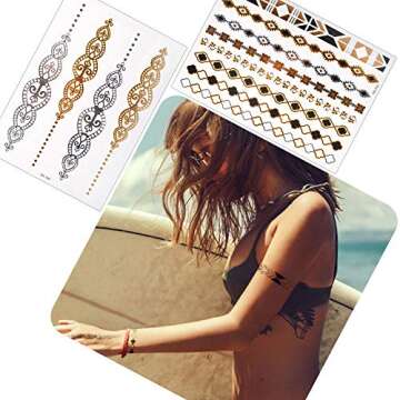 Metallic Temporary Tattoos Waterproof 75+ Designs for All Ages