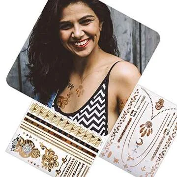Metallic Temporary Tattoos Waterproof 75+ Designs for All Ages