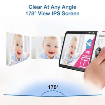 VTech VM919HD (Upgraded) Video Monitor with 7'' 720p Screen,360 Panoramic Viewing, 110 Wide-Angle Vi...