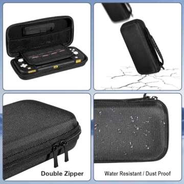 Accessories Kit for Nintendo Switch Lite - YOOWA Accessories Bundle with Carrying Case Protective Cover case and 2-Pack Tempered Glass Screen Protector, Adjustable Play Stand, 6 Thumb Grips