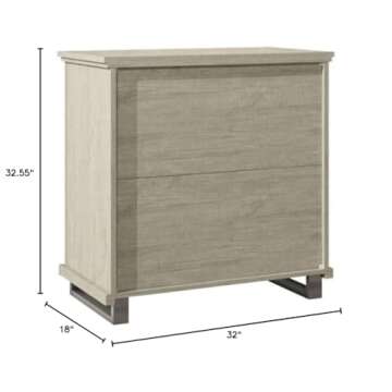 LIVILAND 32 in. 3-Drawer Bedroom Nightstand with Elevated Metal Legs - Beige