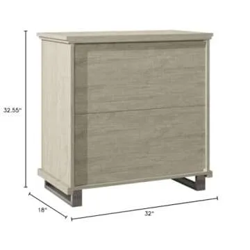 LIVILAND 32 in. 3-Drawer Bedroom Nightstand with Elevated Metal Legs - Beige