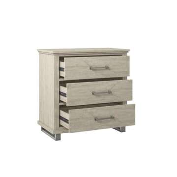 LIVILAND 32 in. 3-Drawer Bedroom Nightstand with Elevated Metal Legs - Beige