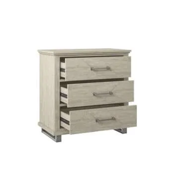 LIVILAND 32 in. 3-Drawer Bedroom Nightstand with Elevated Metal Legs - Beige